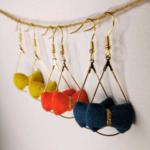 boucles oreilles lin fait main creation upcycling