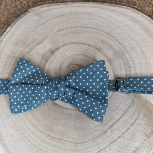 noeud papillon a pois vert à nouer et réglable